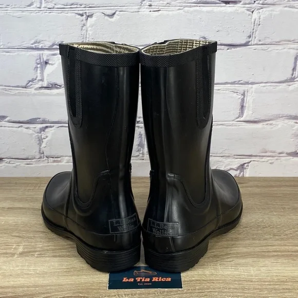 L.L. Bean Wellies Black Waterproof Rain Boots - Picture 4 of 9